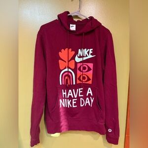 Nike Maroon Hoodie with Graphic Design